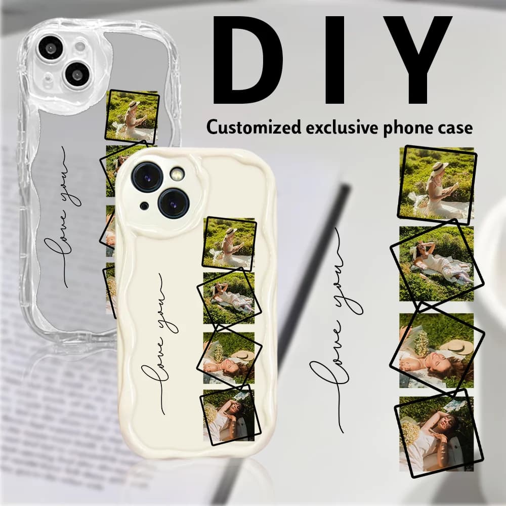 Cover per iPhone Personalizzabile Fai-da-te con Foto Multiple, Antiurto, per iPhone 17 Air 16 15 14 13 12 11 Pro Max Air E Mini SE XS XR 7 8 Plus