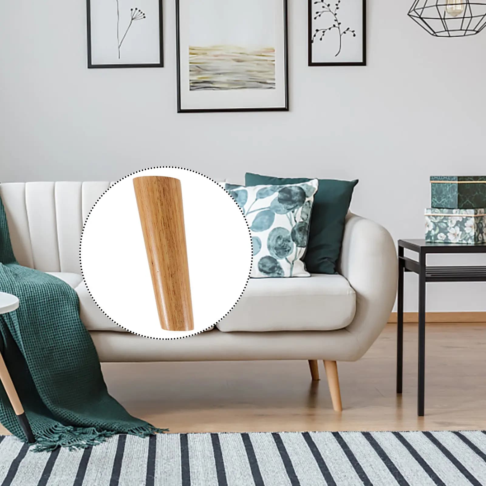 1 set di gambe per tavolo in legno di gomma, design obliquo e affusolato, finitura in rovere naturale, per mobili, divani, scrivanie, armadi, sostituzione del pavimento