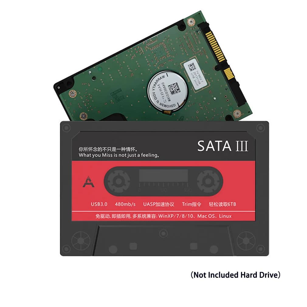 2.5 inch HD Hard Drive Case External Hard Drive Enclosure, USB 3.0 SATA 5Gbps HDD & SSD Tape Enclosure for PC Notebook