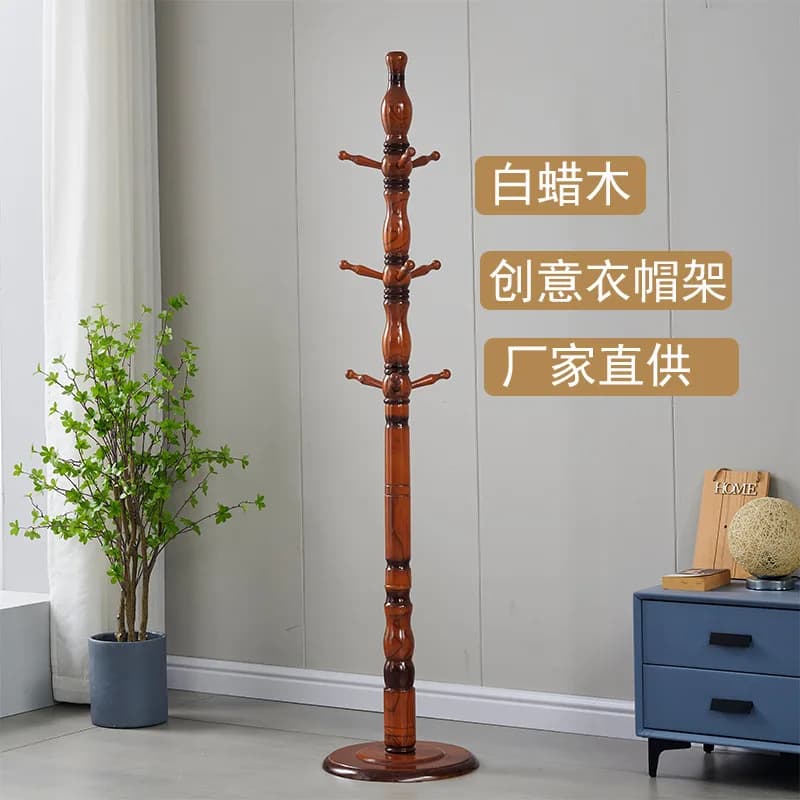 Coat rack Floor-to-ceiling solid wood bedroom European-style living room household bag rack Shelf simple modern clothes hanger