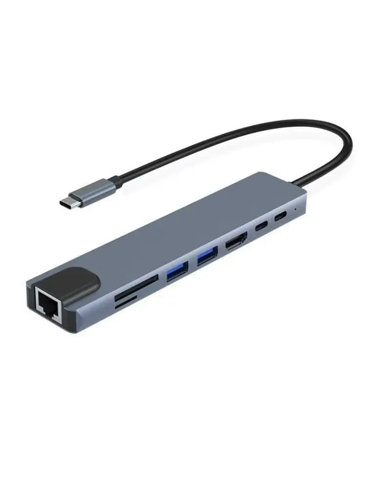 Hub USB C 8 in 1, splitter Type C, docking station Thunderbolt 3 4K, adattatore per laptop per Macbook Air M1, iPad Pro, RJ45, HDMI, computer