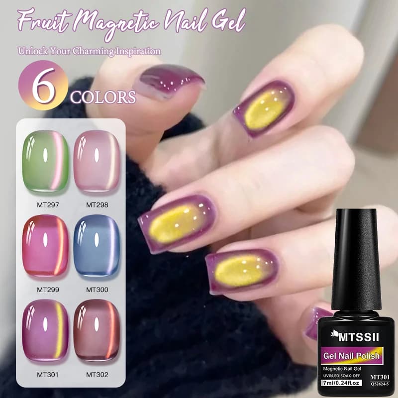 Smalto Semipermanente Magnetico Effetto Perline di Vetro Colorate Glitter Sfumato UV Gel Varnish Soak Off
