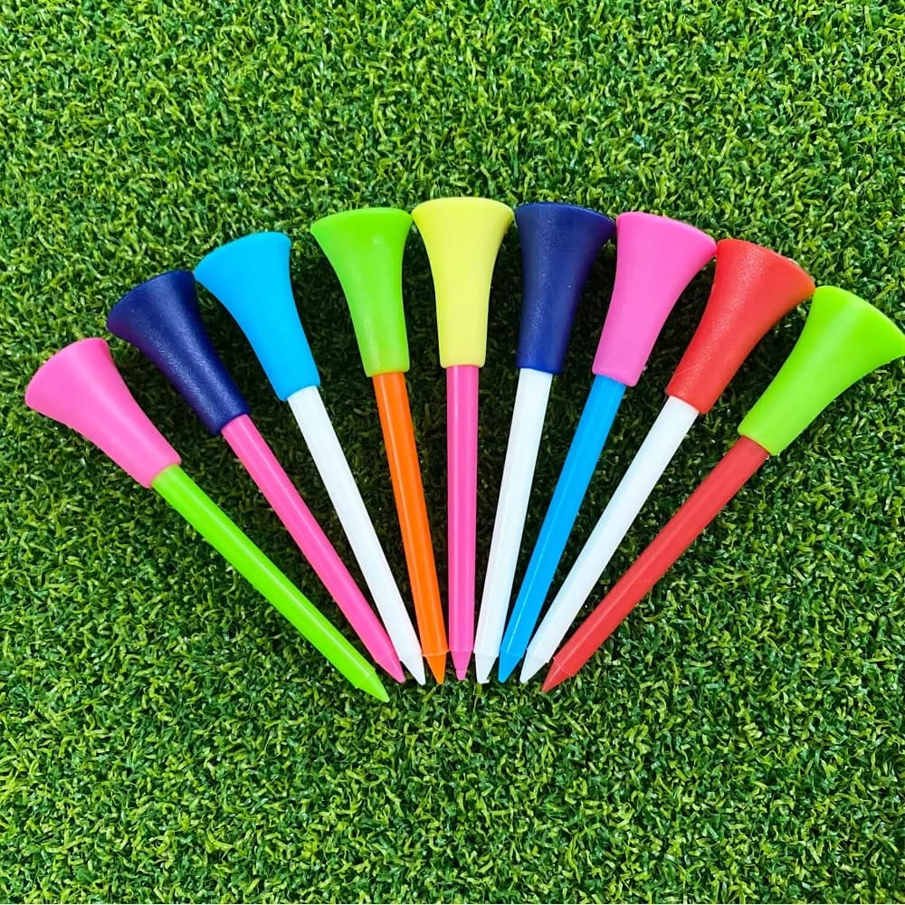 10 Pezzi Tee da Golf in Plastica Multicolore 83mm con Cuscinetto in Gomma Resistente, Supporto per Palline da Golf, Accessori da Golf