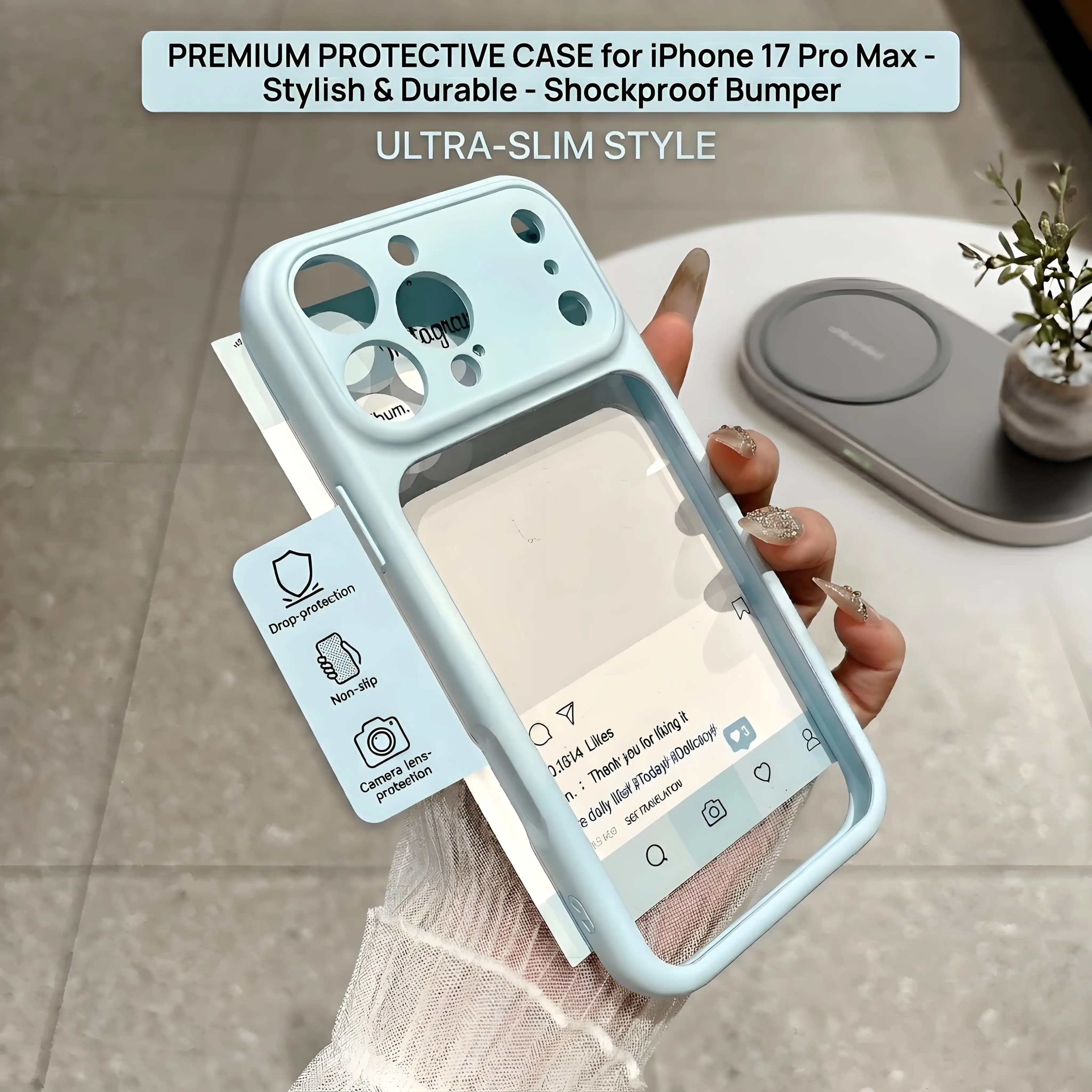 Candy Color Large Window HD Clear Acrylic Clear Phone Case For iPhone 17 Air 16 15 14 Plus 13 12 11 ProMax Shockproof Back Cover