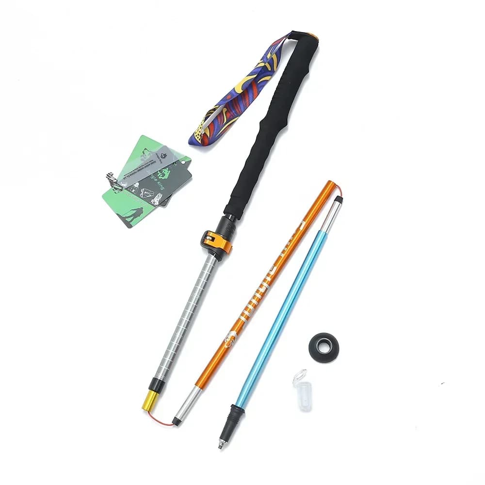 JUNGLE KING Trekking pole for 5 sections 7075A Portable folding telescopic walking stick made of aluminium alloy for mountaineering