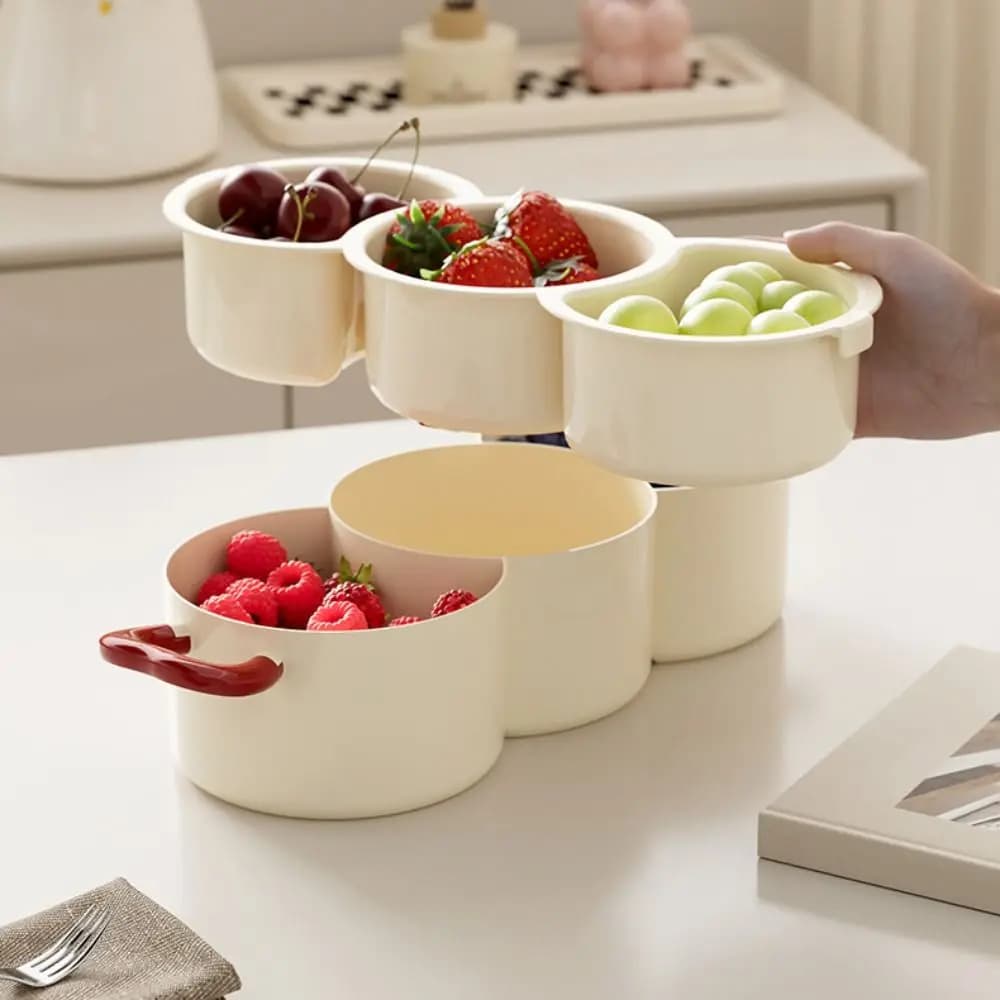 Ciotola 2 in 1 per Frutta Secca, Cestello Creativo a Doppio Strato per Drenaggio Frutta, Vasca Multifunzione Portatile per Lavaggio Frutta, Ideale per Picnic