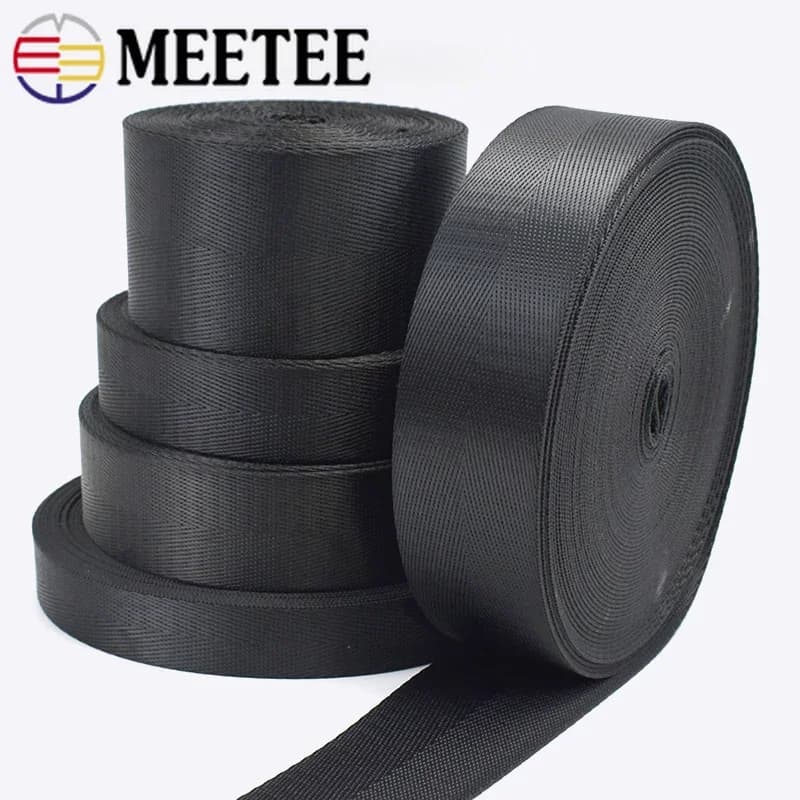 Meetee 5 Metri 20/25/32/38/50mm Nylon Nero Tessitura Nastro a Spina di Pesce Modello Zaino FAI DA TE Cinghia Cintura di Sicurezza Accessori Per Cucire