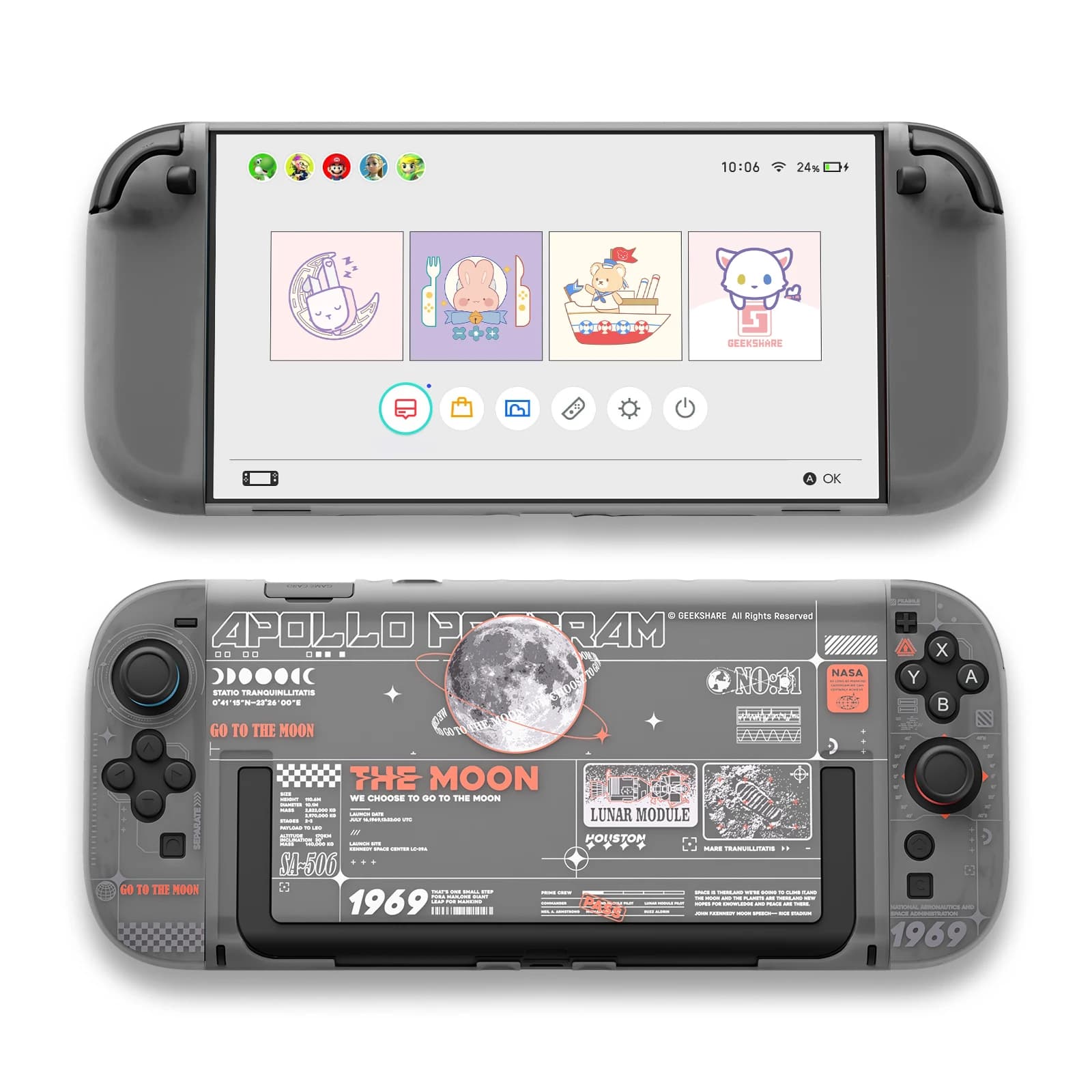 GeekShare The Moon Custodia rigida compatibile con Switch 2 (2025), copertura protettiva agganciabile antigraffio per Switch 2