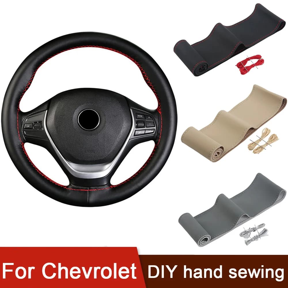 Nuovo 38 centimetri FAI DA TE Coprivolante Dell'automobile In Vera Pelle Treccia di Copertura Accessori Per Chevrolet Cruze Sonic Camaro Volt Bolt Trax