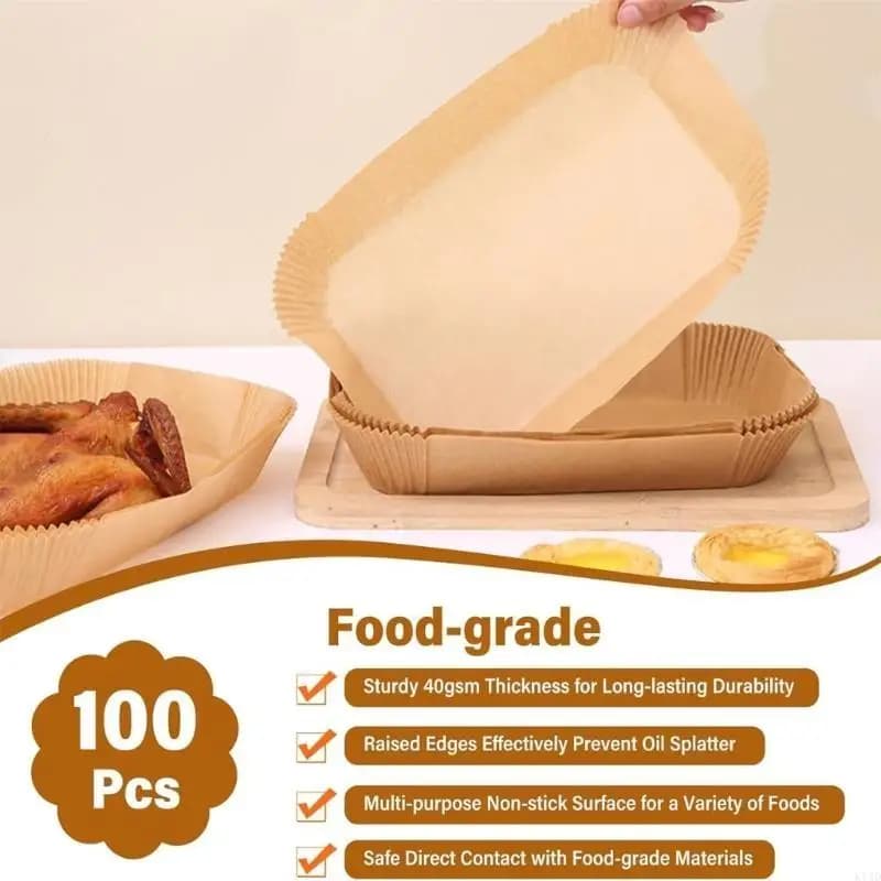 200Pcs Air Fryer Disposable Paper Non-Stick Airfryer Baking Papers square Air-Fryer Paper Liners Paper Kitchen Accessories