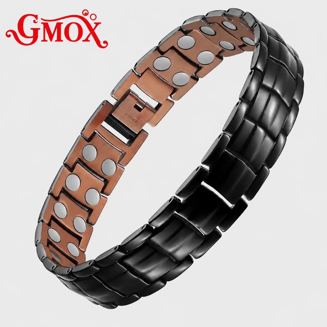 GMOX Men's Vintage Pure Copper Bracelet Magnetic Therapy Cuff Bangle Adjustable Retro Wristband Antique Masculine Jewelry Gift