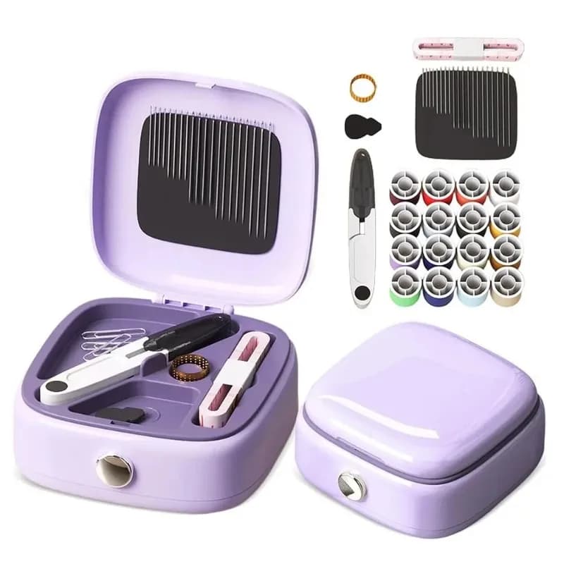 Mini scatola da cucito portatile Set aghi magnetici a mano Kit di attrezzi manuali Fili Ditale Forniture Organizer