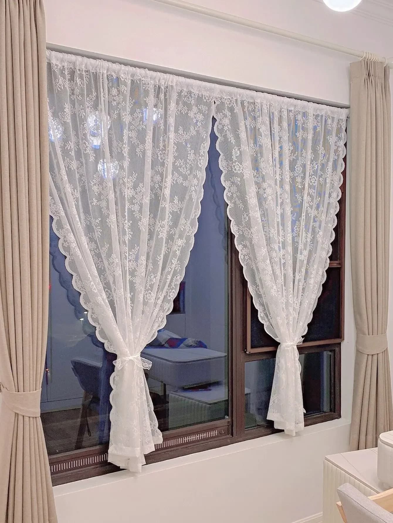 Tende trasparenti in pizzo floreale per soggiorno Pannello per tende da camera da letto con finestra Guaze tascabile per asta in tulle 1 pezzo