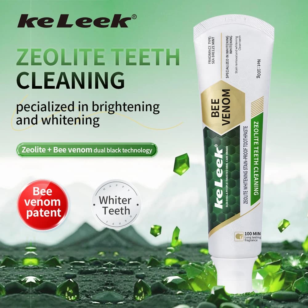 Dentifricio al Veleno d'Api con Zeolite KeLeek 100g, Pulizia Profonda, Rimozione Macchie, Sbiancamento Denti, Alito Fresco, Cura Orale Quotidiana, Protezione Gengive