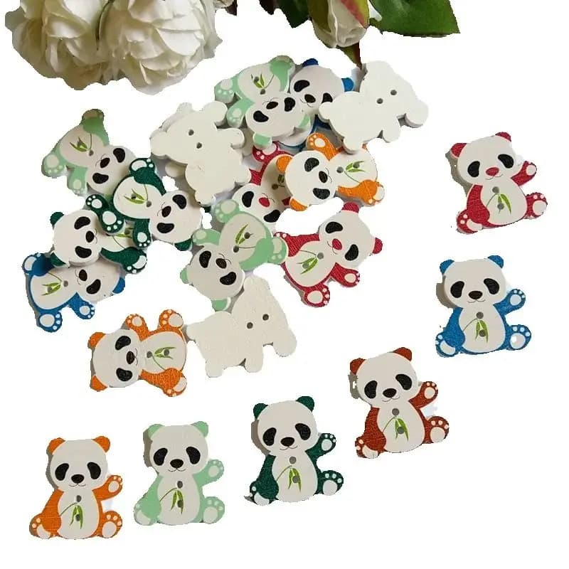 20 pz/lotto Animali Misti a Forma di panda Bottoni Scrapbook per Bottoni in Legno Accessori per Cucire Artigianali 28*26mm