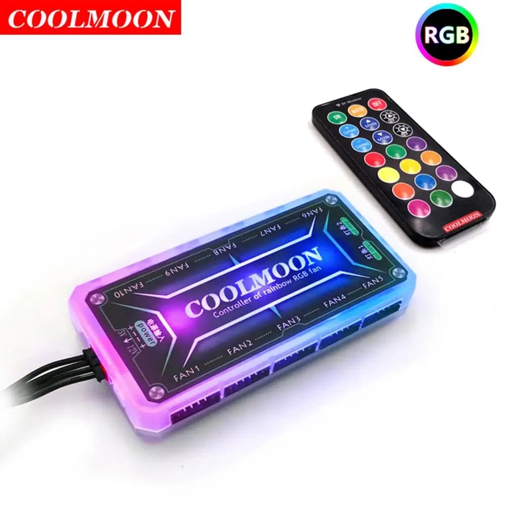 ALLOYSEED RGB Fans telecomando DC12V 5A Controller a colori con 10 porte per ventole a 6pin 2 porte a barra luminosa a 4pin per ventole di raffreddamento