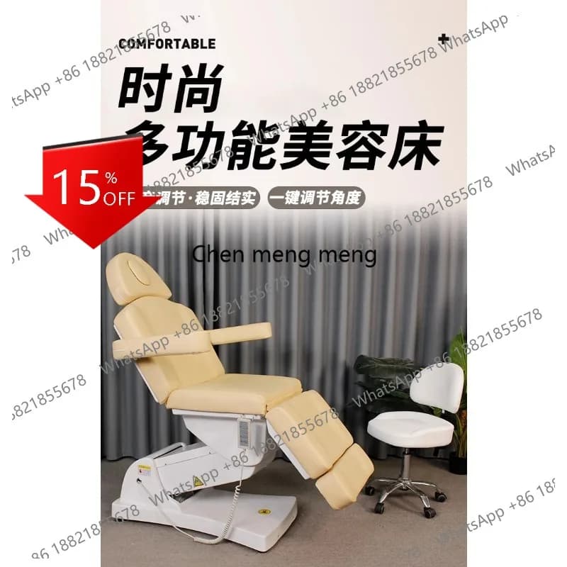 Lettini da Massaggio Elettrici A139 con Schienale Reclinabile, in Pelle PU, per Massaggi Viso e Corpo, Gambe in Ferro, Arredamento per Saloni di Bellezza