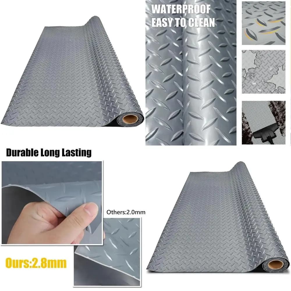 PVC garage plug thick, durable, waterproof and anti-slip for cars, trailers, SUVs, basements, gyms (Grigio) - 60 cm x 30 m