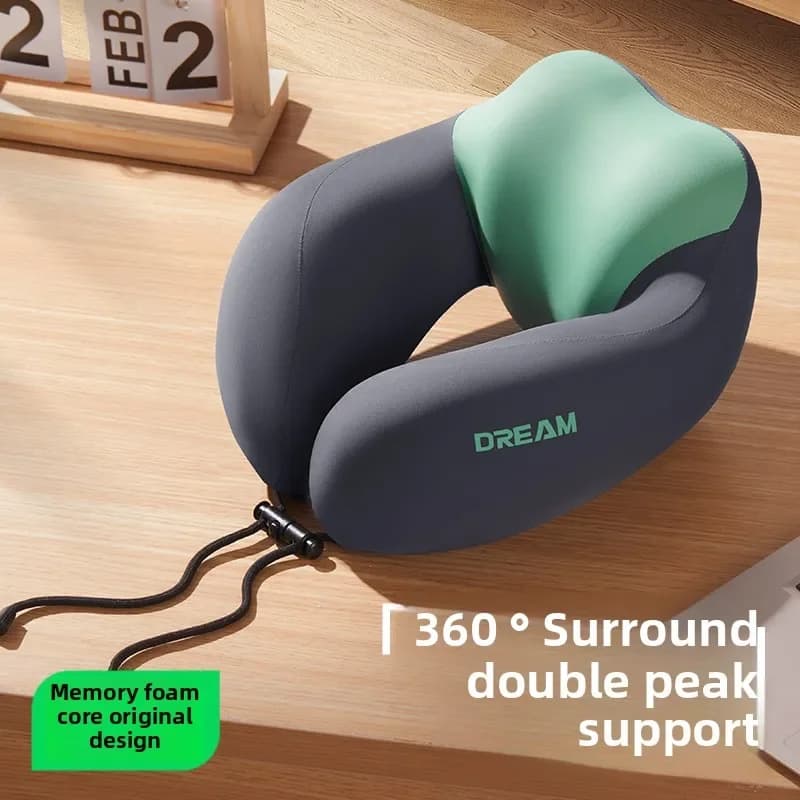 Cuscino per il collo a forma di U in memory foam per viaggi e aeroplani - Cuscino ergonomico per supporto cervicale con fodera lavabile dal design portatile