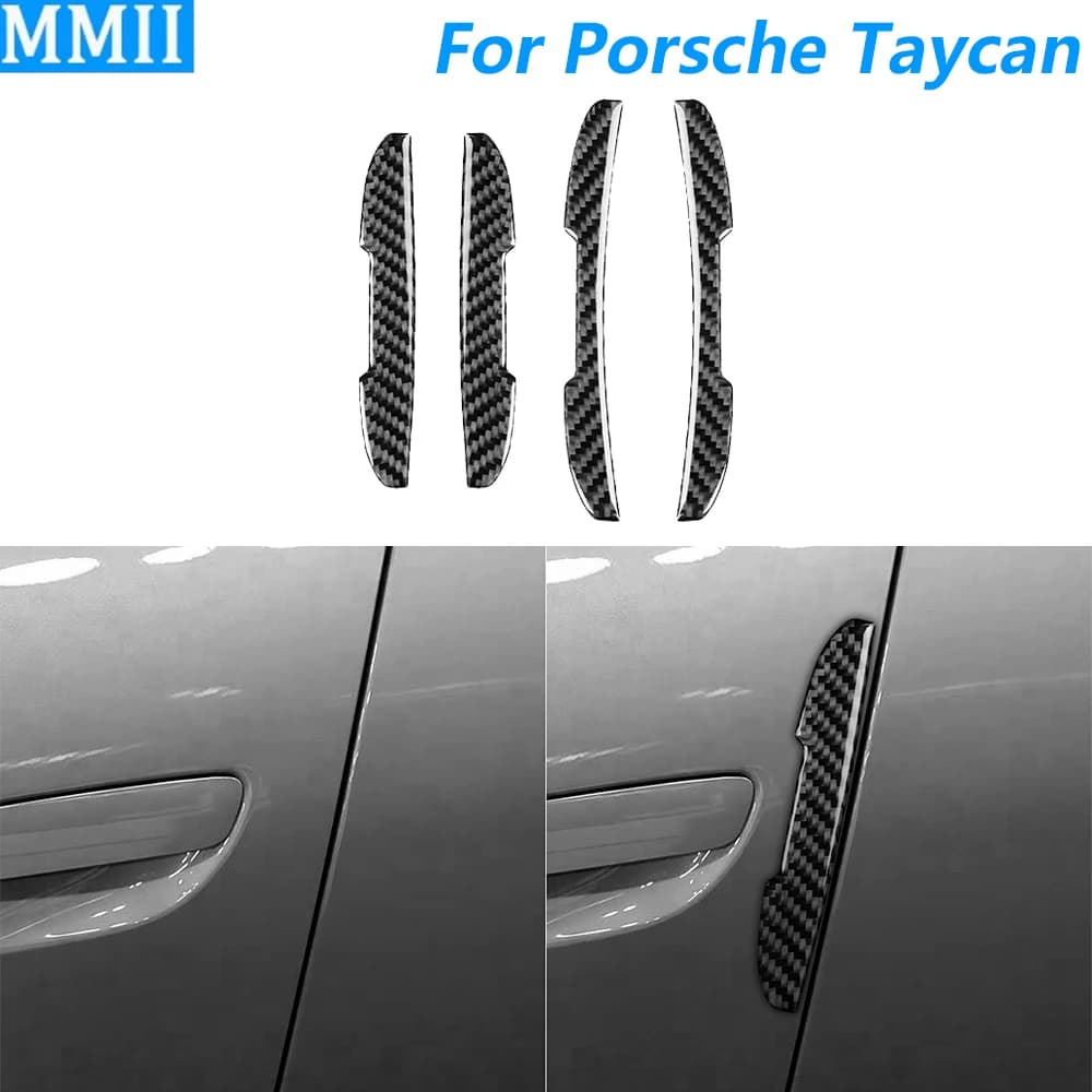 For Porsche Taycan 2019-2026, Outdoor Door Cover in Vera Carbon Fiber, Decorative Car Accessories, Decorative Sticker