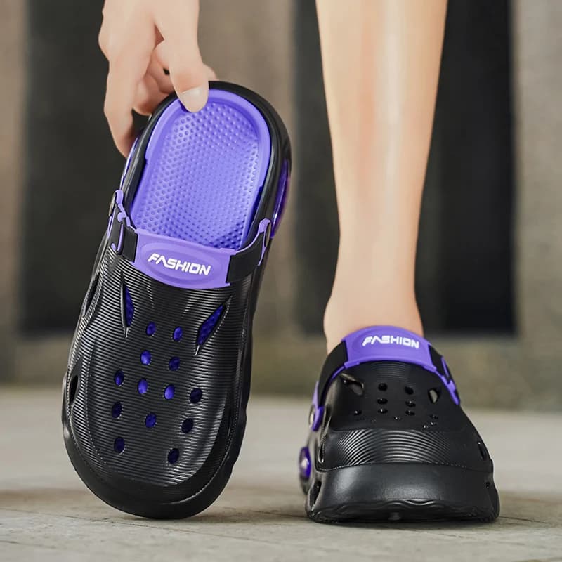 Sandali da uomo alla moda, ciabatte casual traforate, scarpe da giardino leggere in EVA, scarpe da passeggio all'aperto con suola spessa per spiaggia e acqua
