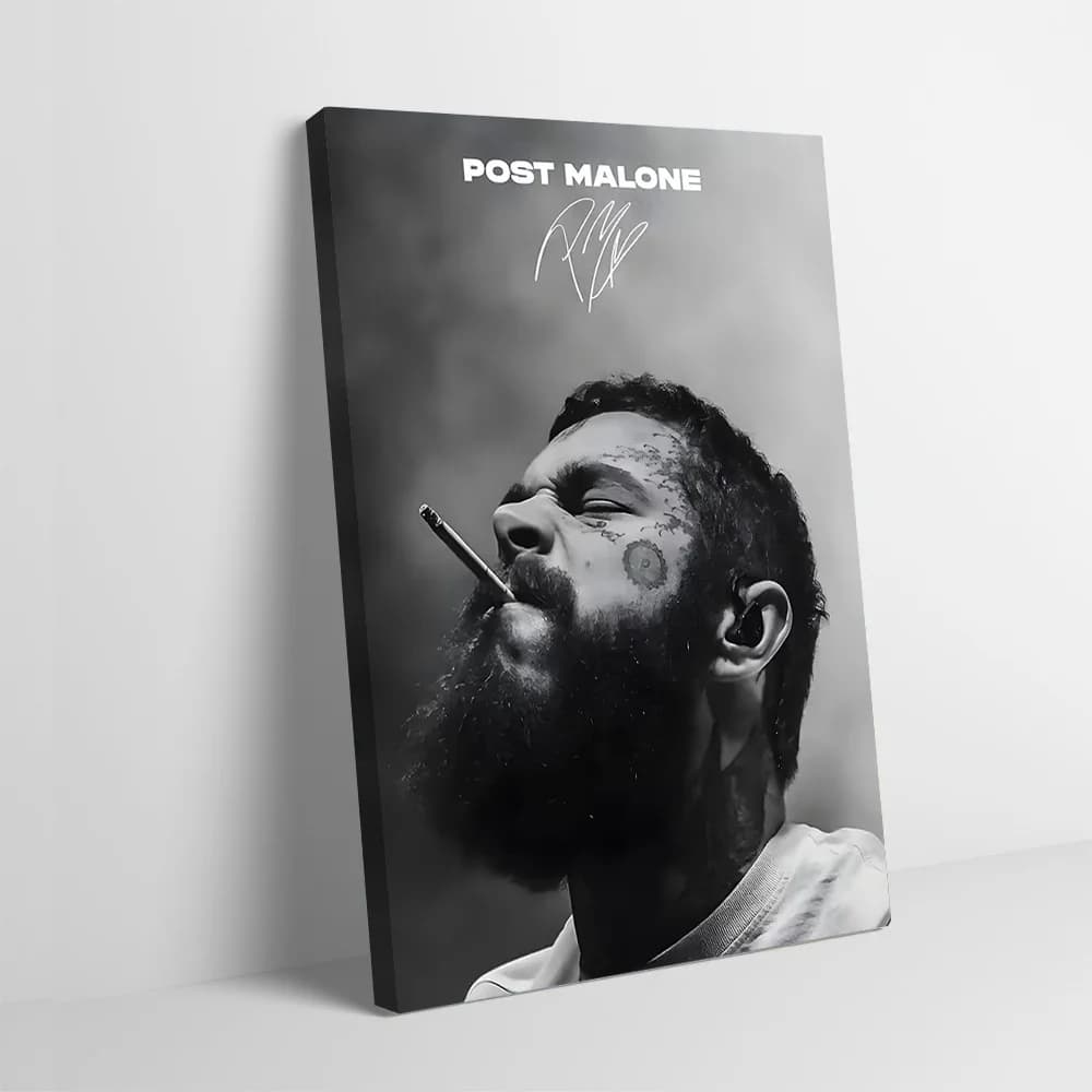 Post Malone in Black and White, Custom Print on Frame for Squares, Wall Decoration, Decorative Frames