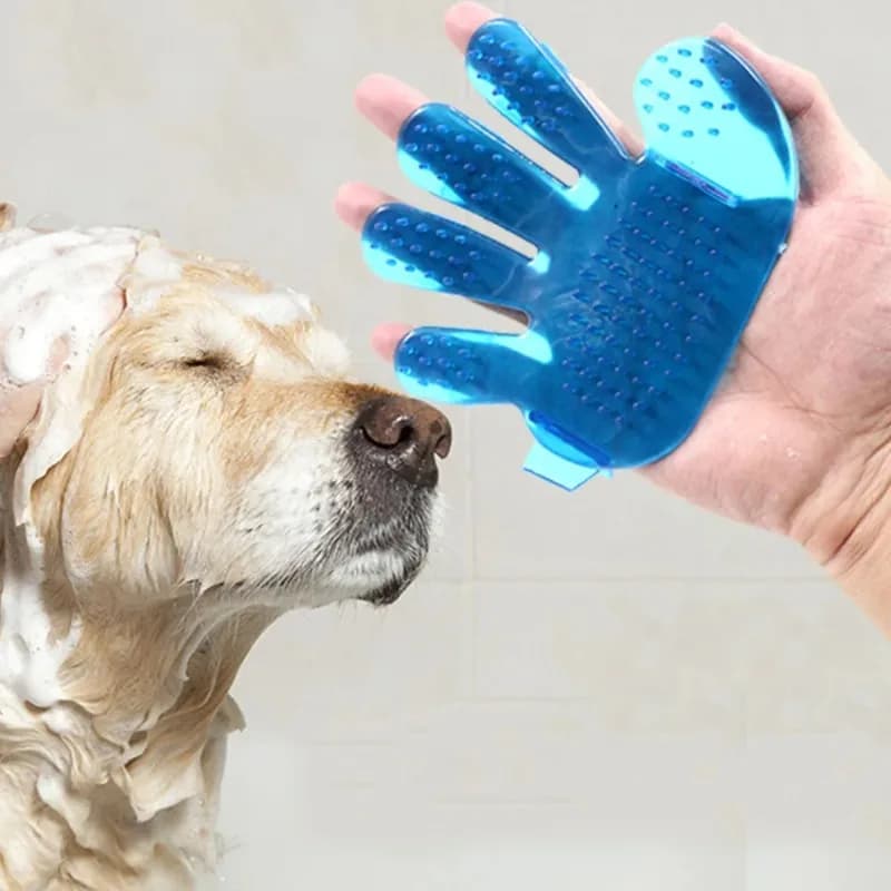 Pet Dog Cat Shampoo Spazzola Massaggio Setole di gomma Curry Pettine Guanti da massaggio Spazzola per capelli Doccia Bagno Spazzole a forma di mano