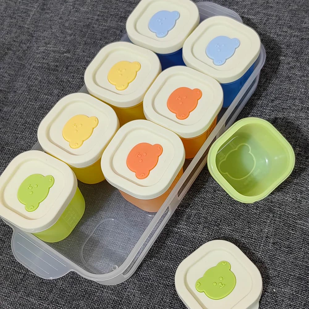 Piccola scatola per alimenti complementari per bambini, stampo per torte al vapore, vassoio per il ghiaccio, mini scatola per alimenti complementari per bambini con coperchio
