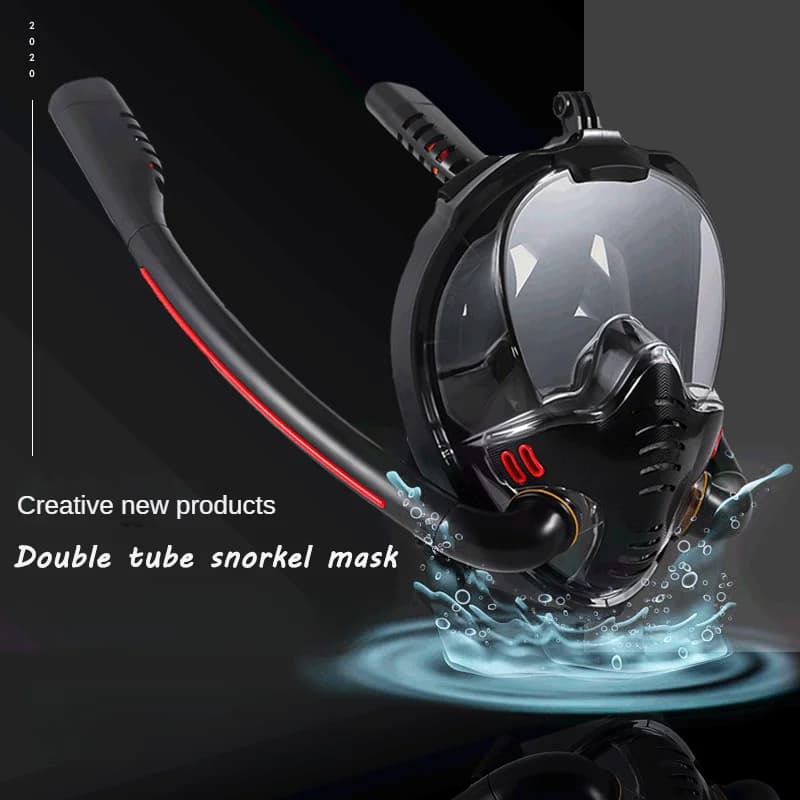 Professional Double Tubes Full Face Snorkel Mask New Breathing Mode 180° Panoramic Anti-Fog Diving Mask Dry Top System For Adult