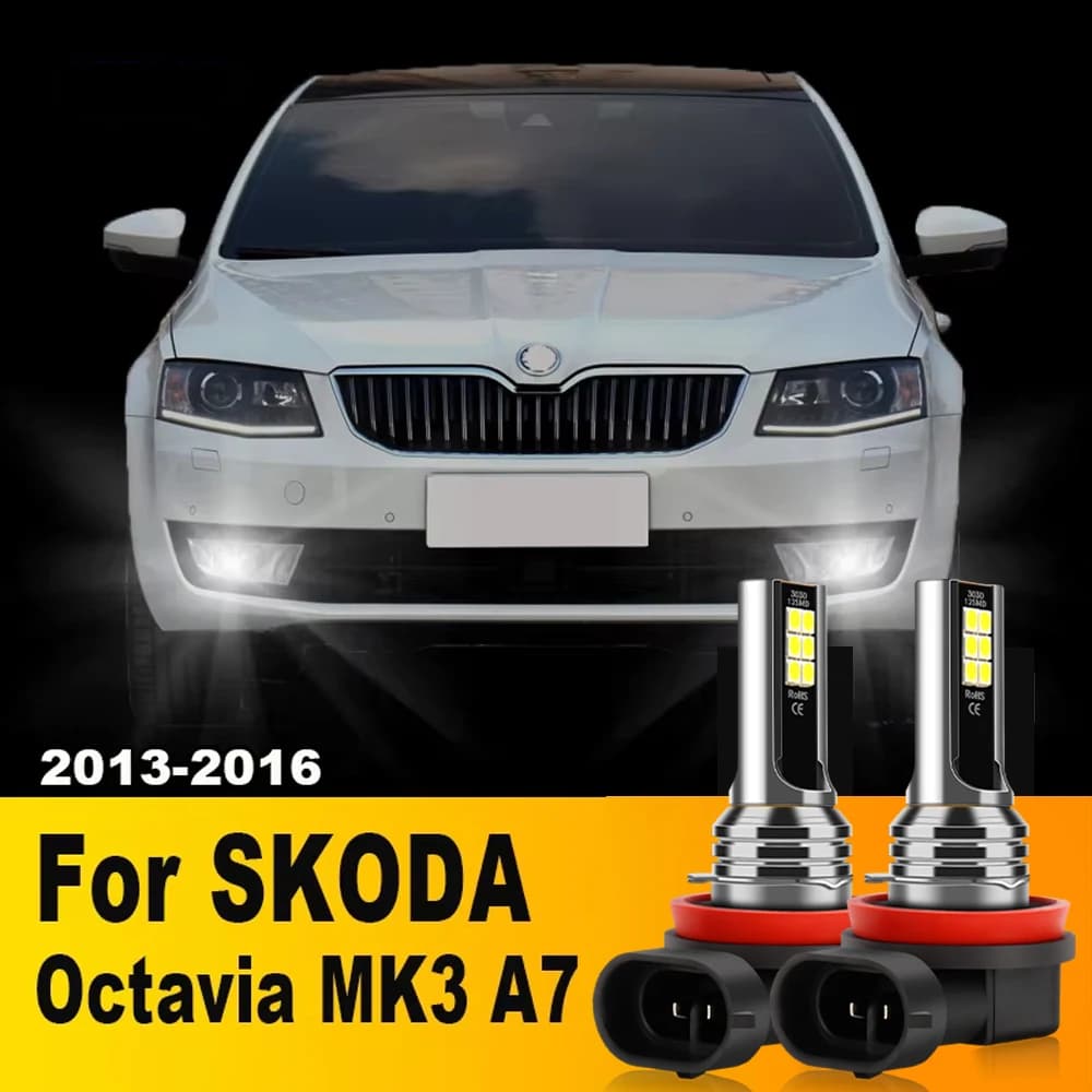 2 pz LED lampada Auto fendinebbia anteriore 12V 6000K ad alta luminosità Auto Luces H8 H11 H16JP per SKODA Octavia MK3 A7 2013 2014 2015 2016