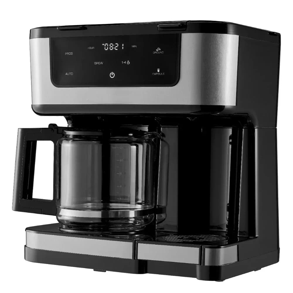 Hot Selling Side By Side Single Serve Or 12 Cup Coffee Maker, Black With Stainless Inset, New