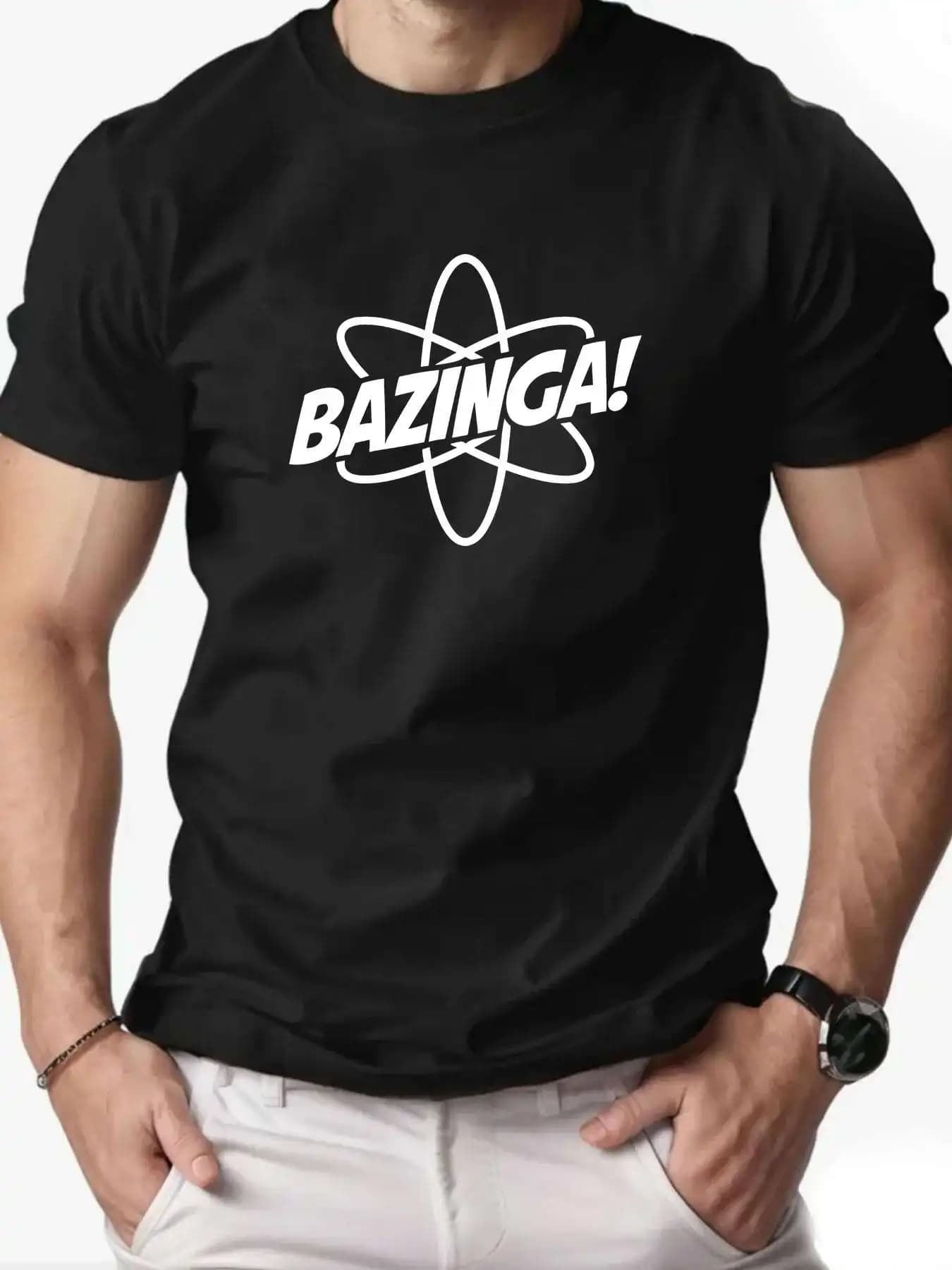 Teoria del Big Bang "Bazinga!" T-shirt - 100% cotone, maglietta casual da palestra/allenamento da uomo
