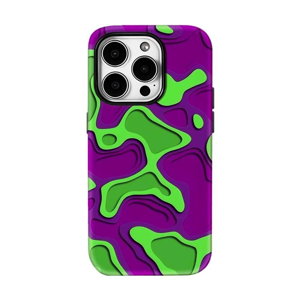 Custodia per iPhone 17 16 15 14 13 Pro Max Plus Verde e Viola, Custodia Rigida Magnetica a Strato Singolo/Doppio