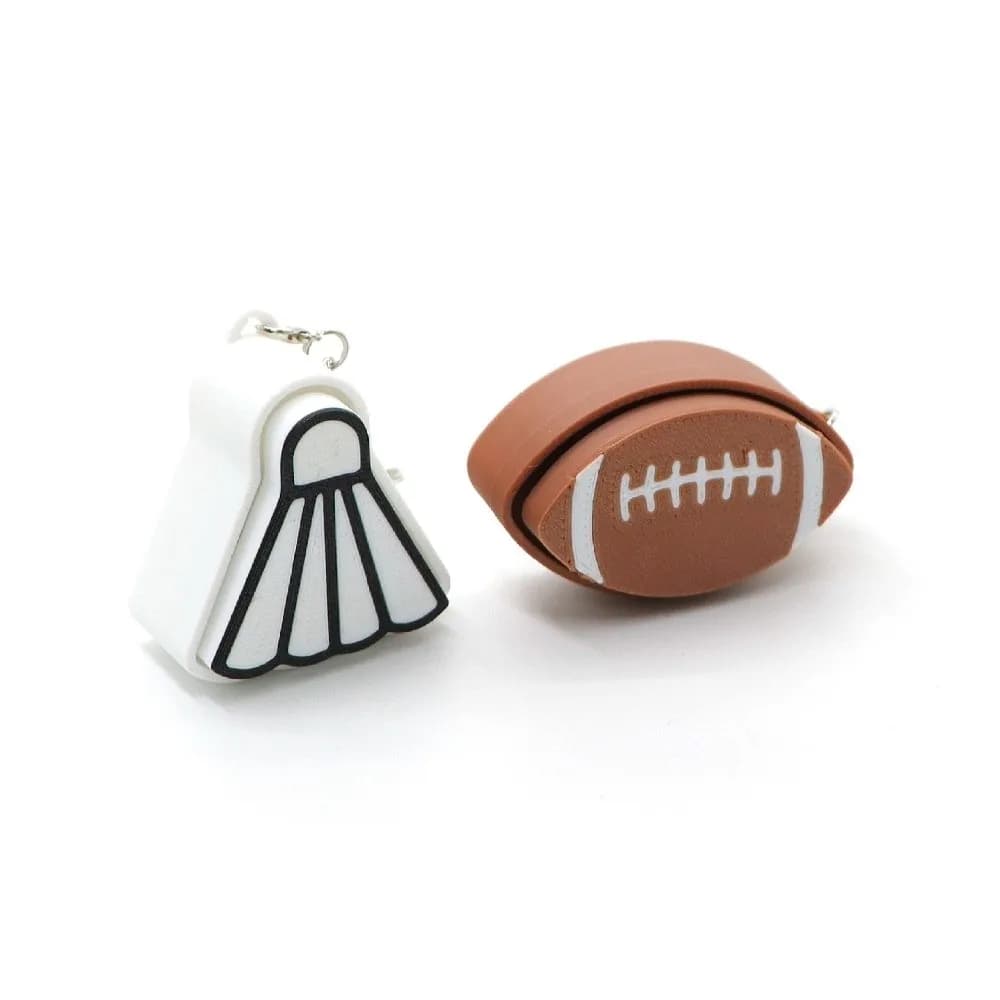 3D Printed Sports Balls Clicker Key Chain Cartoon Basketball Baseball Button Balls Key Chain Football Tennis Plastic