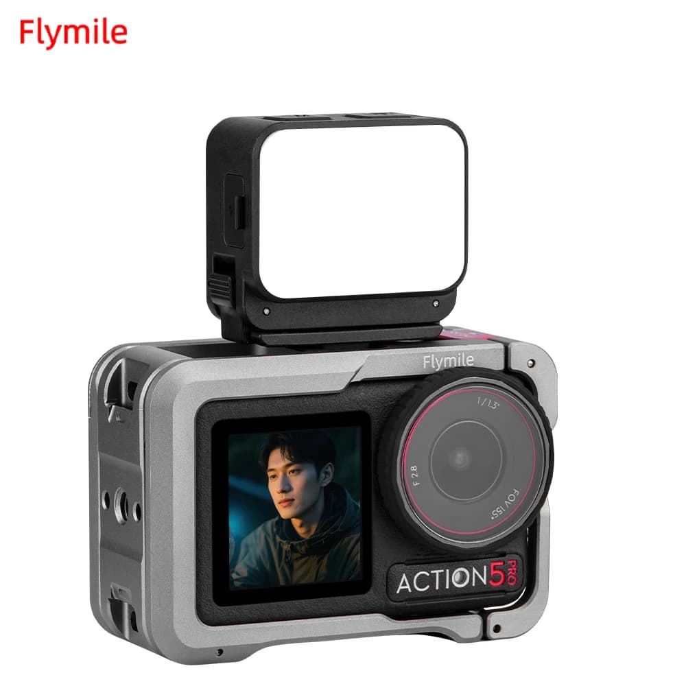 Flymile Fill Light for DJI Action 5 Pro/Action 4 Mini LED Vlogging Light IPX4 Waterproof Magnetic Light