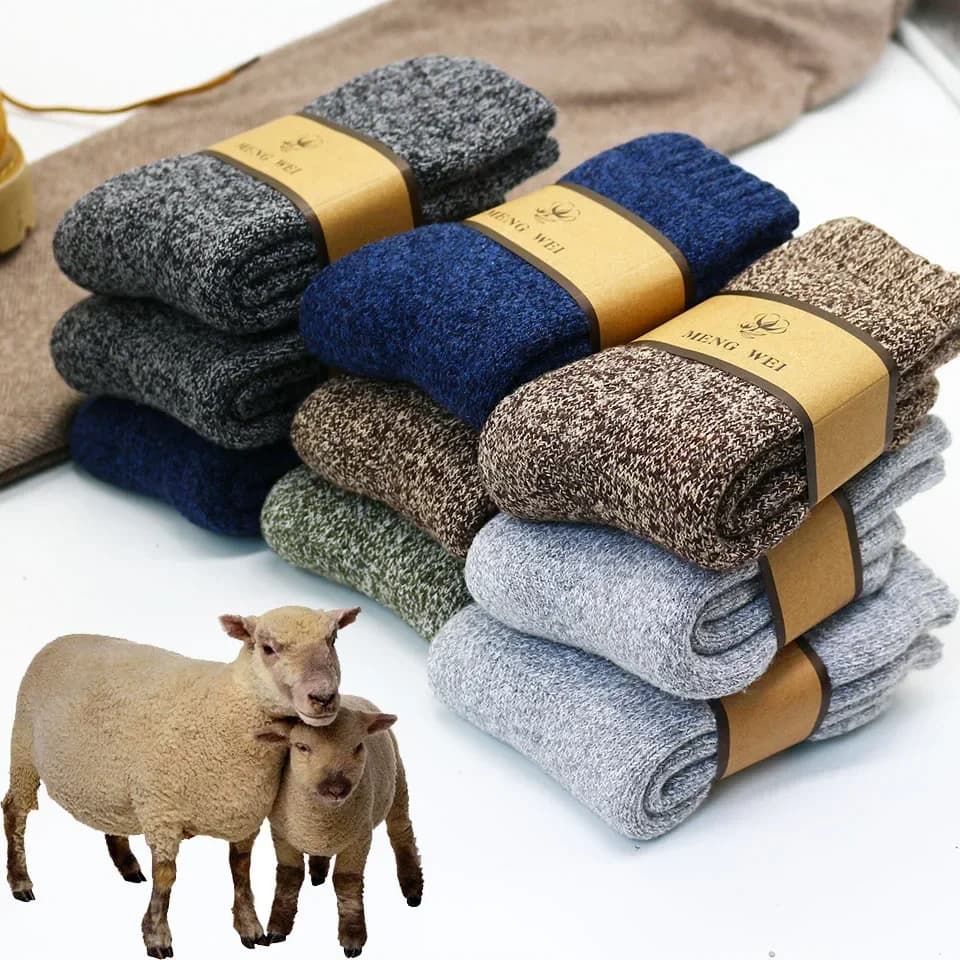 Men winter socks in merino wool super thick hot high quality Harajuku retro snow casual antifreeze socks in cashmere men 5 pairs