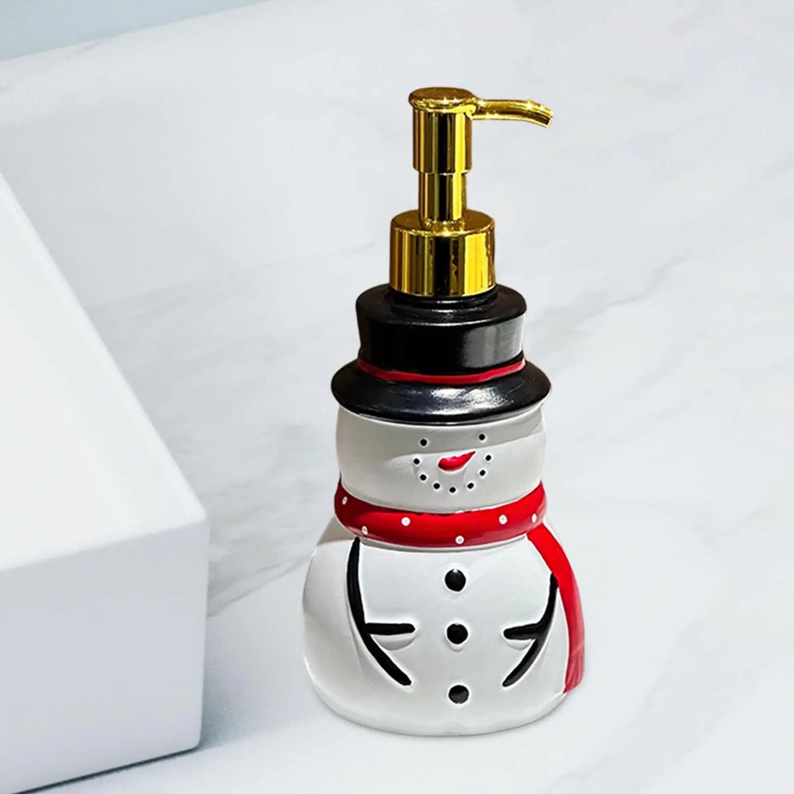 Dispenser di Sapone Manuale Ricaricabile a Forma di Pupazzo di Neve in Resina, Accessori per Bagno, Cucina e Decorazioni Festive