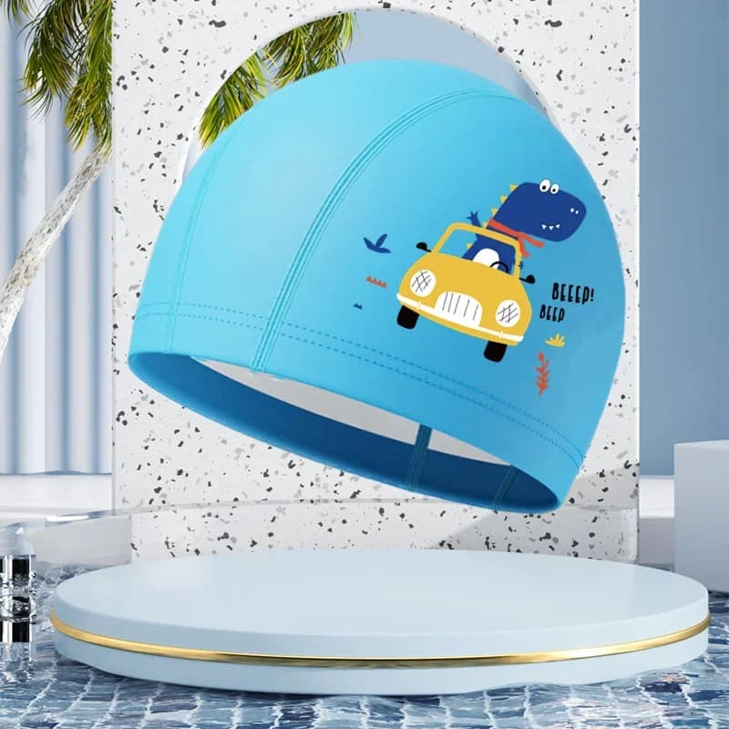 Cuffie swimming cute cartoon waterproof high elasticity comfortable protection for ears swim hat boys girls swimming accessories
