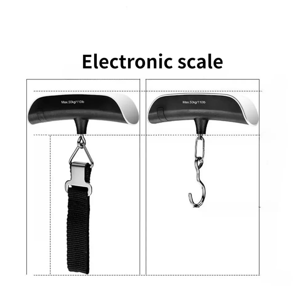 Mini Bilancia Digitale per Bagagli Portatile 50KG LCD con Termometro, Dispositivo di Pesatura Elettronico per Viaggi
