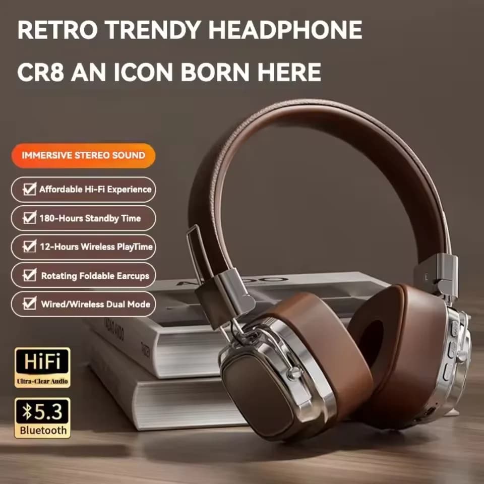 Nuove Cuffie Bluetooth Pieghevoli 5.3 del 2025, Scelta per Gamer, Cuffie Retro Over-Ear, Audio Stereo DJ, Bluetooth