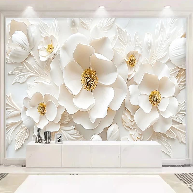 Carta da parati fotografica luce di lusso di fascia alta 3D rilievo fiori murale soggiorno studio camera da letto sfondo Home Decor Papel De Parede