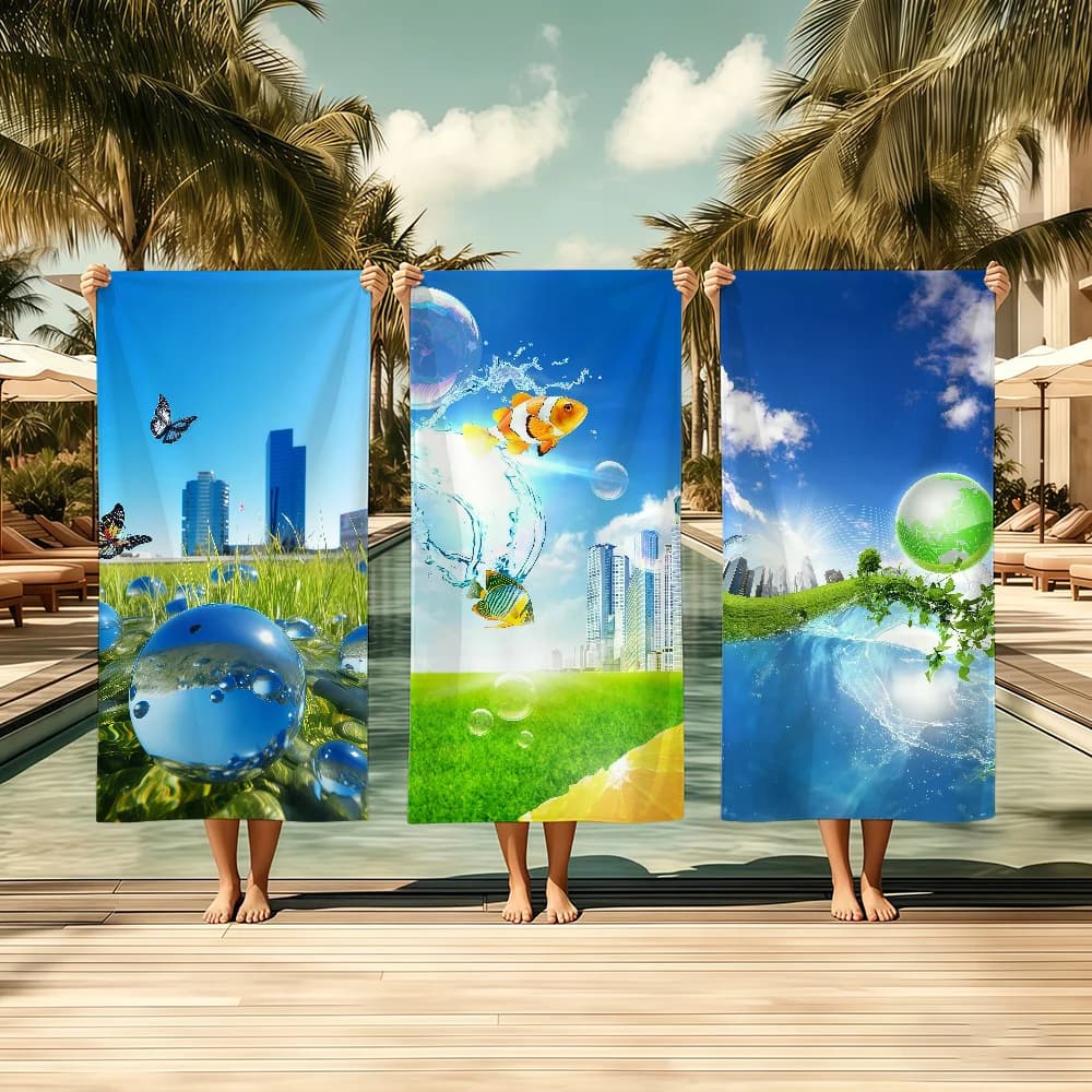 Accappatoio in tessuto Frutiger Aero Towel ad asciugatura rapida, leggero, portatile, per campeggio, piscina, viaggi