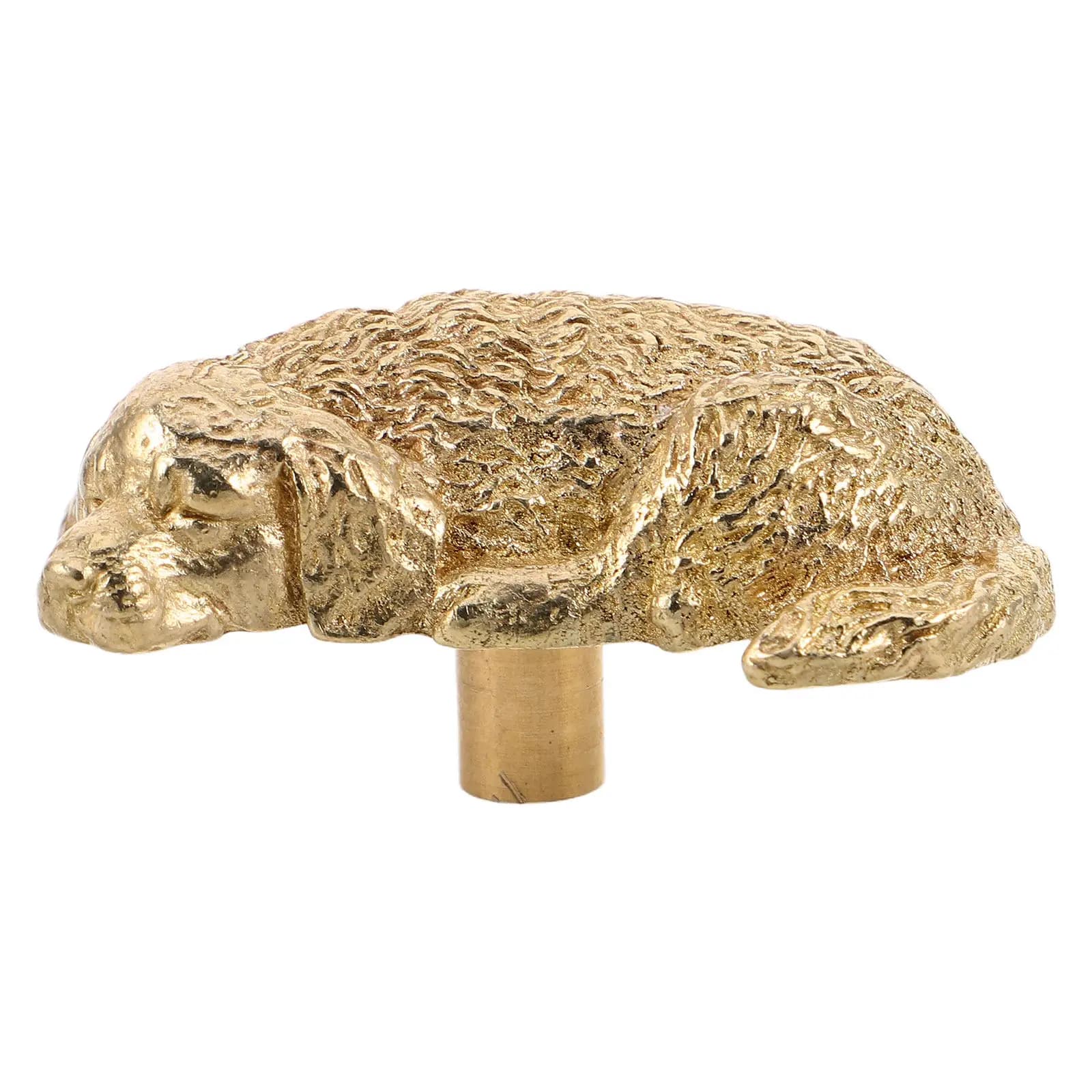 Maniglie per mobili a forma di cane in ottone giallo, pomelli a foro singolo per armadi, cassettiere, credenze e cassetti della cucina