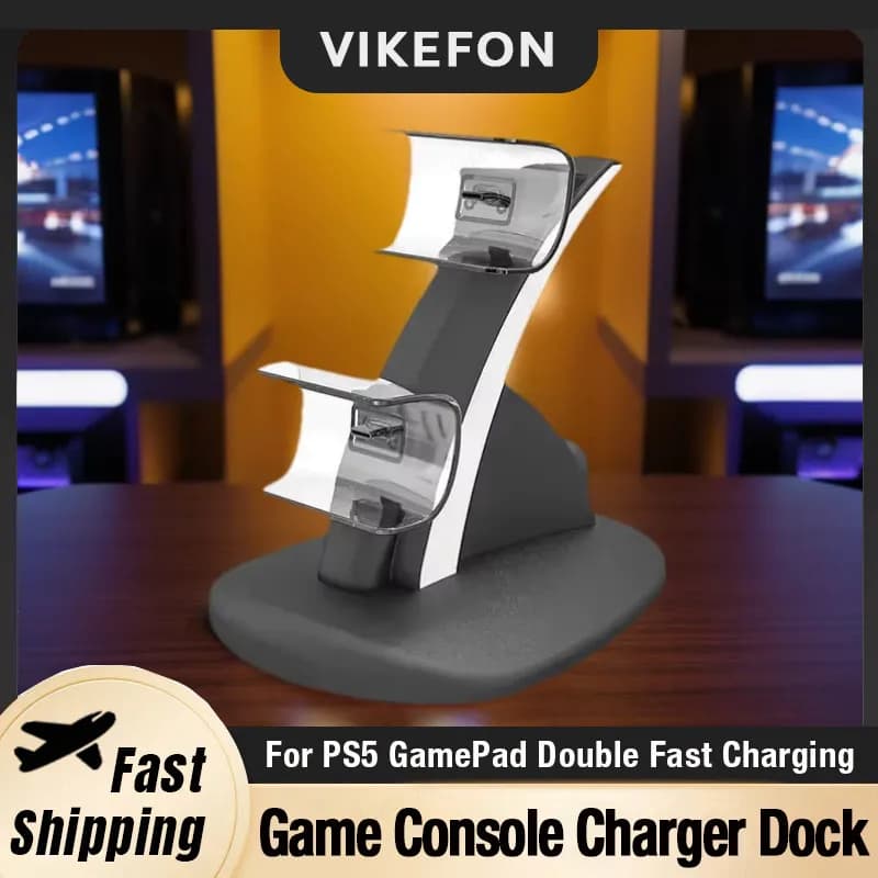 GamePad Dock di ricarica rapida a doppio strato per staffa per console di gioco PS5 Supporto di ricarica per luce LED di tipo C per accessori PlayStation 5