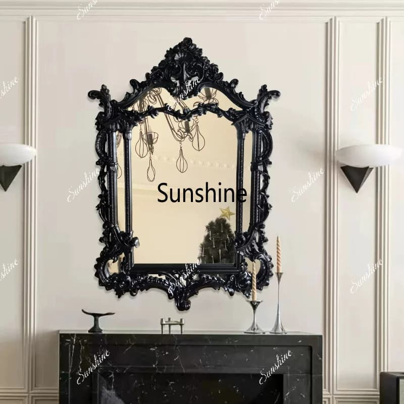 French retro carved bathroom mirror wall mounted decorative fireplace toilet