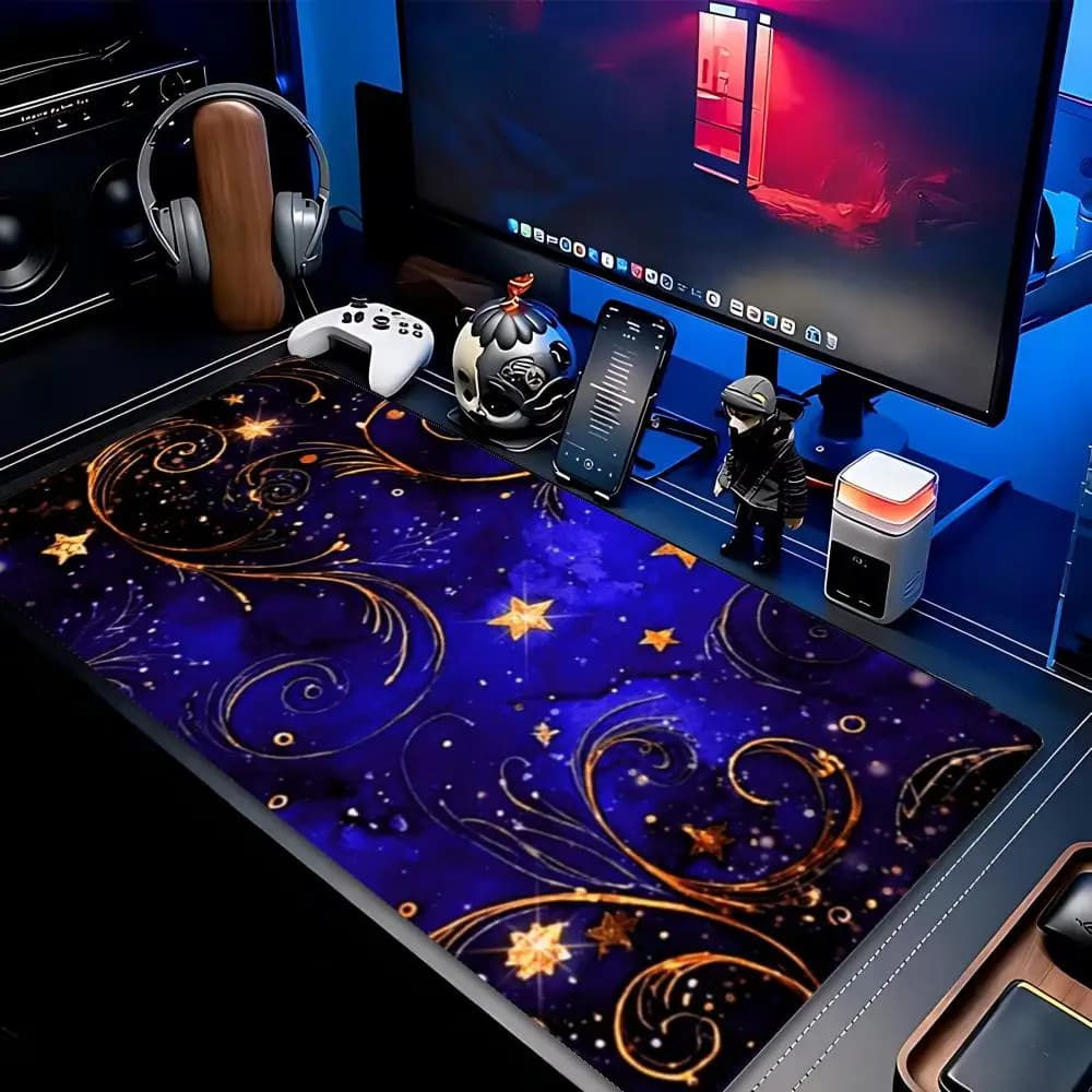 XXL Large Gaming Mouse Pad Golden Star Constellation Moon Galaxy Desk Mat Forest Non-Slip Rubber Computer Keyboard Mouse Mats