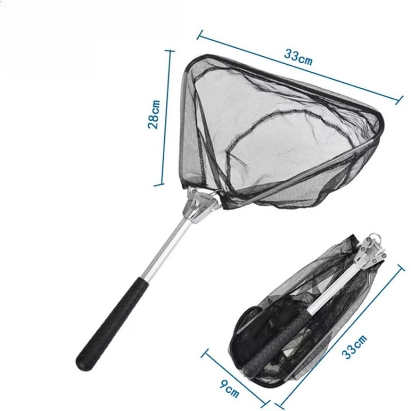 1 SET Premium Aluminum Alloy Triangular Mini Fishing Net Folding Hand Fishing Net Triangular Buckle Fishing Net Fishing Gear