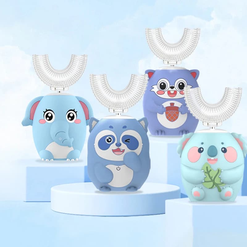 U Shaped Children's Electric Toothbrush Model Cartoon Children's Automatic Toothbrush in 360-degree Rechargeable Smart Timer