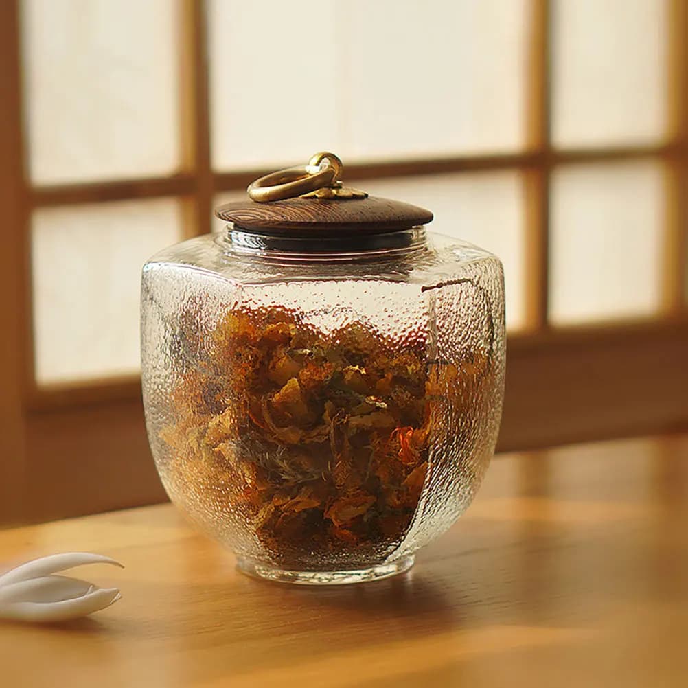 Thickened Glass Tea Sealed Jar with Airtight Lid for Honey Jam Dried Fruits Pickles Cereal Storage Japanese Style Food Freshness
