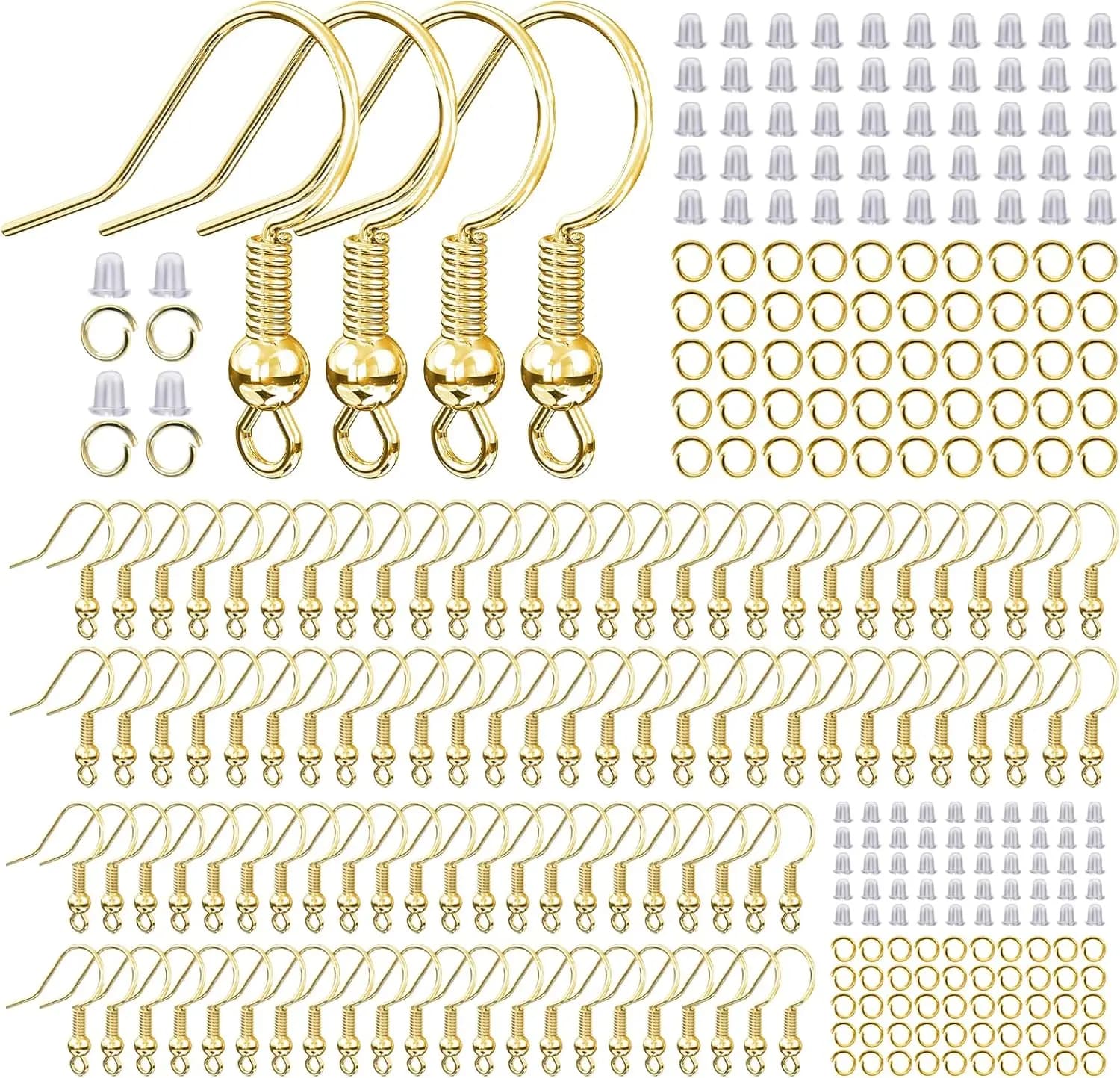 300 Pieces Hooks for Hypoallergenic Earrings 14k Gold Plated for Creation of Fa-da-Te Jewelry, French Fish Shape Hooks